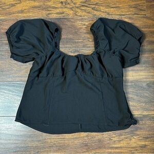 ModCloth Black Puff Sleeve Crop Top